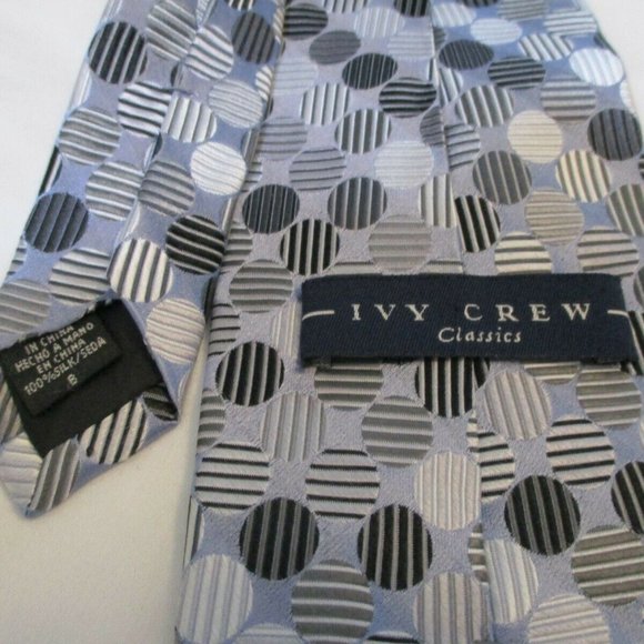 Woven Silk Tie Monochromatic Silver Dot - Picture 5 of 6